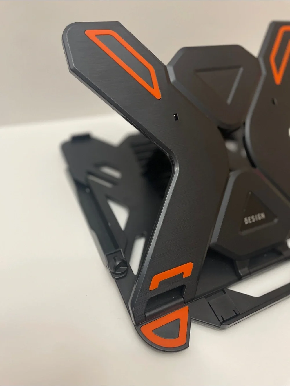 MeFee Portable Black & Orange Laptop Stand with Phone Holder- Design Series